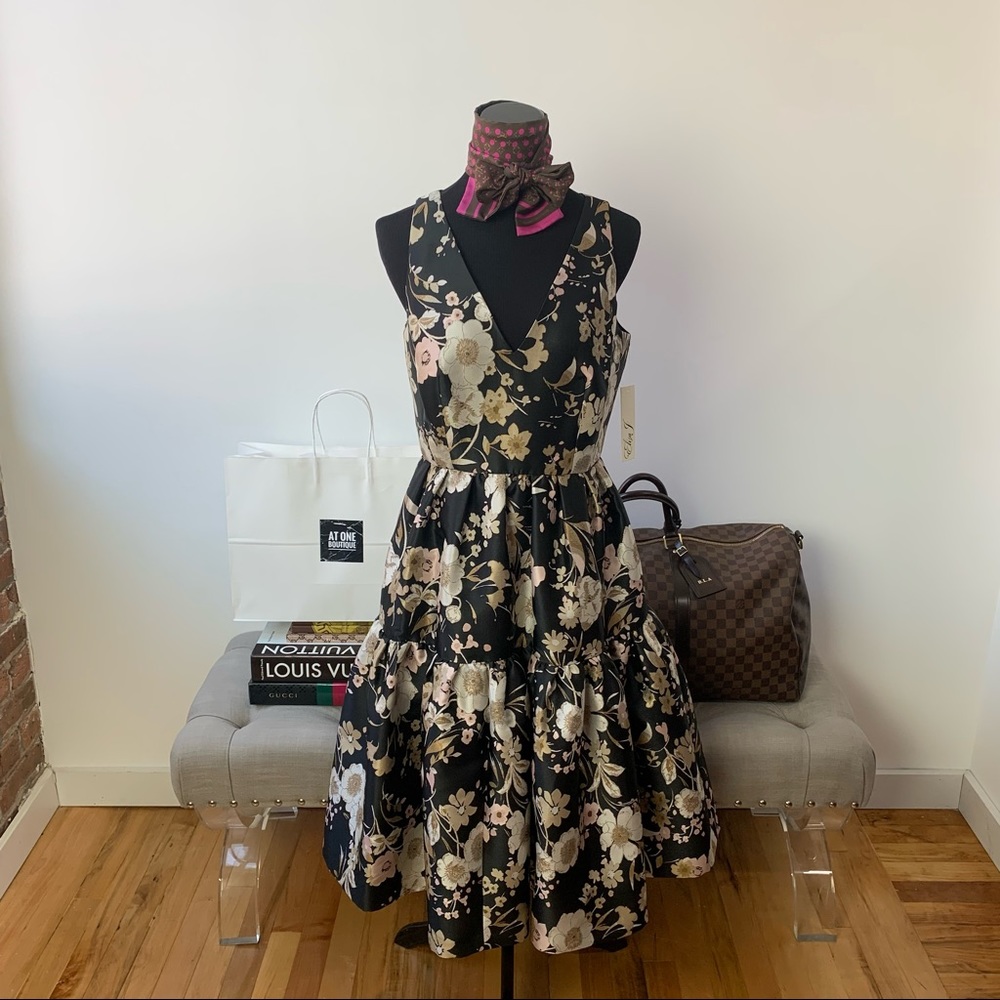 Eliza J Floral Jacquard Dress NWT